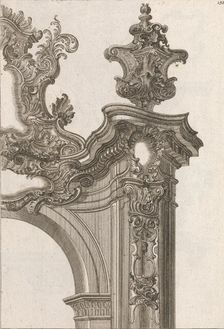 Suggestion for the Decoration of Top Right Side of Portal, Plate 4 from Al..., Printed ca. 1750-56. Creator: Jeremias Wachsmuth
