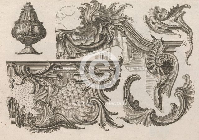 Suggestion for the Decoration of the Lower and Top Right of a Frame Combine..., Printed ca. 1750-56. Creator: Jeremias Wachsmuth.