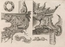 Suggestion for the Decoration of the Lower and Top Right of a Frame Combine..., Printed ca. 1750-56. Creator: Jeremias Wachsmuth