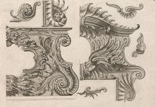 Suggestion for the Decoration of the Lower and Top Right of a Frame, Plate ..., Printed ca. 1750-56. Creator: Jeremias Wachsmuth
