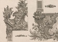 Suggestions for the Decoration of Frames, Plate 4 from Außzierungen zu Thü..., Printed ca. 1750-56. Creator: Johann Sebastian Muller