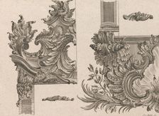 Suggestions for the Decoration of Frames, Plate 4 from Außzierungen zu Thü..., Printed ca. 1750-56. Creator: Johann Sebastian Muller
