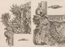 Suggestions for the Decoration of Frames, Plate 3 from Außzierungen zu Thü..., Printed ca. 1750-56. Creator: Johann Sebastian Muller