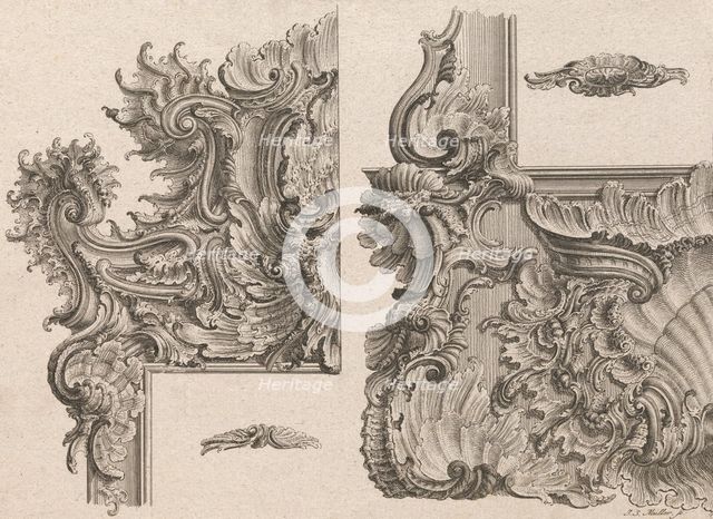 Suggestions for the Decoration of Frames, Plate 3 from 'Außzierungen zu Thü..., Printed ca. 1750-56. Creator: Johann Sebastian Muller.