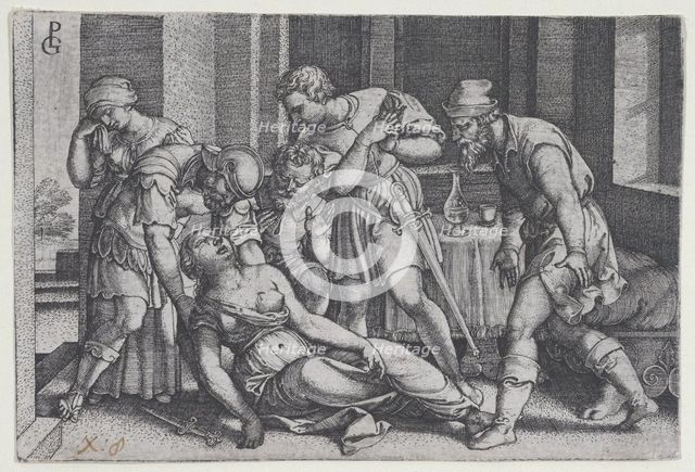 Suicide of Lucretia, from Scenes from Roman History. Creator: Georg Pencz.
