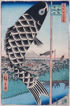 Suido Bridge and Surugadai (One Hundred Famous Views of Edo), 1856-1858. Creator: Hiroshige, Utagawa (1797-1858)