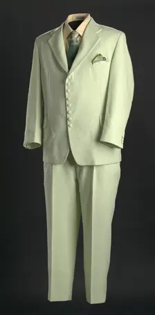 Suit, shirt, and handkerchief worn by Ira Tucker Sr., late 20th century. Creators: San Carlo, John Forsyth Shirt Co. Ltd.