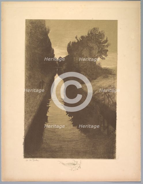 Suite de Paysages: Landscape, Plate 1, Remarque, A Fish, 1892-1893. Creator: Charles Marie Dulac (French, 1865-1898); Printer: Distribué.