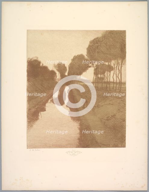 Suite de Paysages: Landscape, Plate 3, Remarque, Bat, 1892-1893. Creator: Charles Marie Dulac (French, 1865-1898); Printed by Monrocq Frères, Paris.