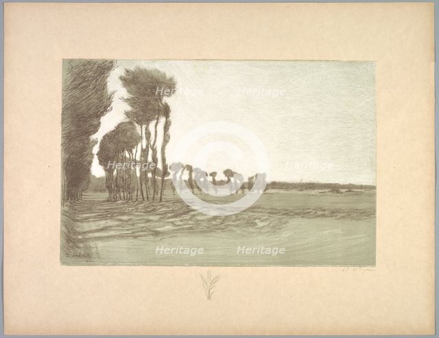 Suite de Paysages: Landscape, Plate 5, Remarque, Three Stalks of Wheat, 1892-1893. Creator: Charles Marie Dulac (French, 1865-1898); Printer: Belfond, Imprimeur Belfond (per colophon).
