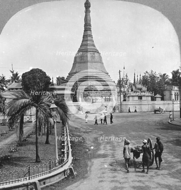 Sule Pagoda from Pagoda Street, Rangoon, Burma, 1908. Artist: Stereo Travel Co