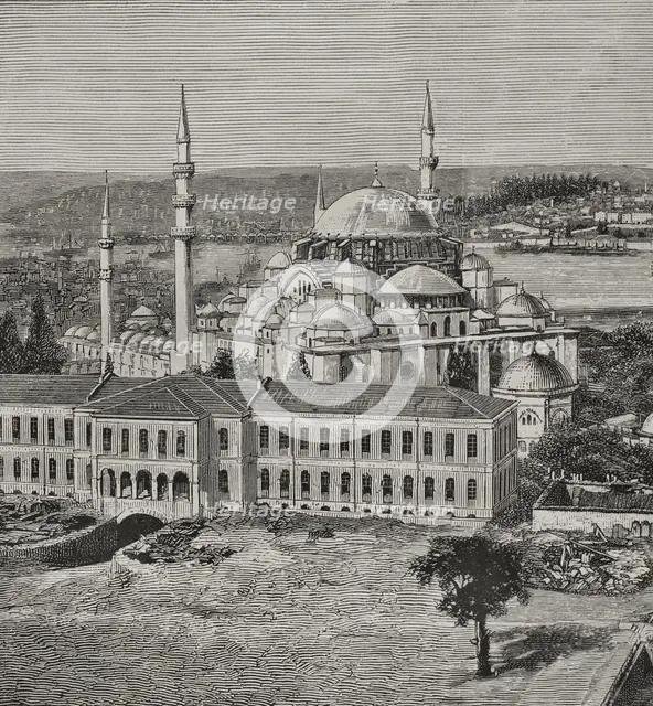 Suleymaniye Mosque designed by architect Mimar Sinan, Istanbul, Turkey, 1878. Ottoman architecture. Creator: Mimar Sinan.
