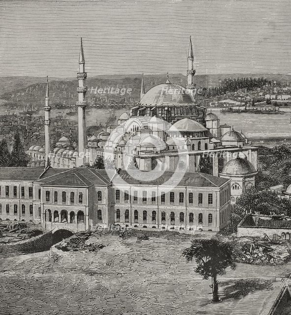 Suleymaniye Mosque designed by architect Mimar Sinan, Istanbul, Turkey, 1878. Ottoman architecture. Creator: Mimar Sinan.