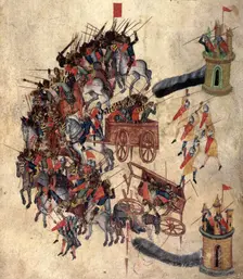 Sulla's defences against scythe-bearing chariots, late 14th century. Creator: Unknown