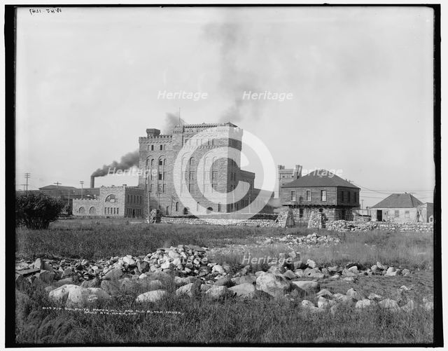 Sulphite paper mill and old block house, Sault Ste. Marie, Ont., (1902?). Creator: William H. Jackson.
