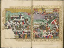 Sultan Osman II goes to war against Poland-Lithuania, from Sehname-i Nadir..., c.1622. Creator: Turkish Master