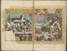 Sultan Osman II goes to war against Poland-Lithuania, from Sehname-i Nadir..., c.1622. Creator: Turkish Master