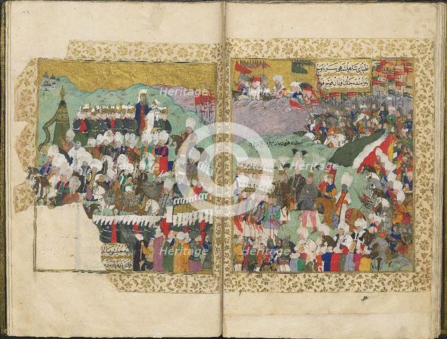 Sultan Osman II goes to war against Poland-Lithuania, from Sehname-i Nadir..., c.1622. Creator: Turkish Master.