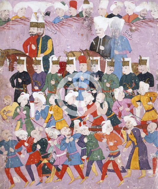Sultan Osman II (reigned 1618-1622) with His Vizier Davud Pasha in a Procession..., c1620-22. Creator: Unknown.