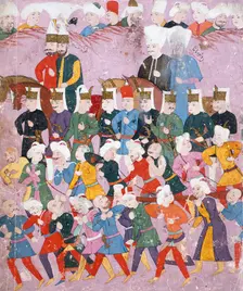 Sultan Osman II (reigned 1618-1622) with His Vizier Davud Pasha in a Procession..., c1620-22. Creator: Unknown