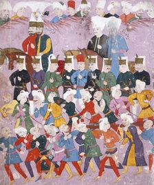 Sultan Osman II (reigned 1618-1622) with His Vizier Davud Pasha in a Procession..., c1620-22. Creator: Unknown