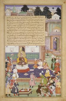 Sultan Bayazid before Timur, Folio from an Akbarnama (History of Akbar), ca. 1600. Creator: Dharm Das