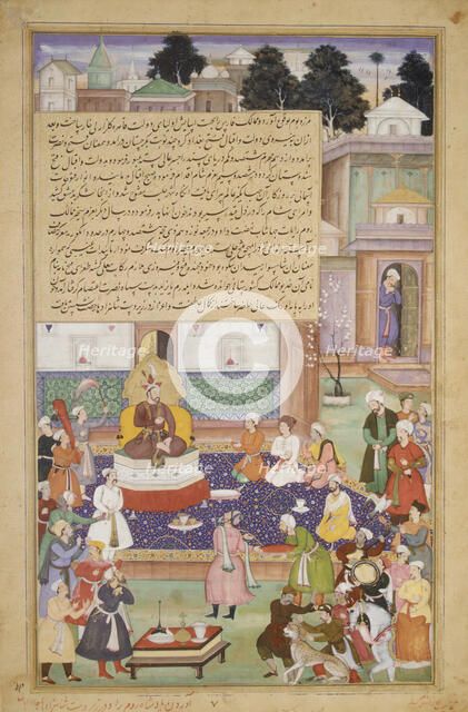 Sultan Bayazid before Timur, Folio from an Akbarnama (History of Akbar), ca. 1600. Creator: Dharm Das.