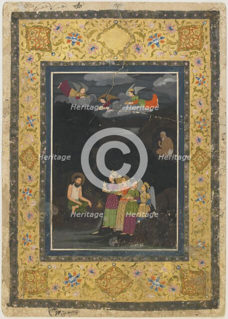 Sultan Ibrahim ibn Adham of Balkh visited by angels, early 18th century. Creator: Unknown.