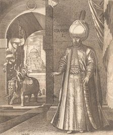 Sultan Süleyman and the Süleymaniye Mosque, Constantinople, 1574 (or earlier) , alter..., 1559-1688. Creator: Melchior Lorck