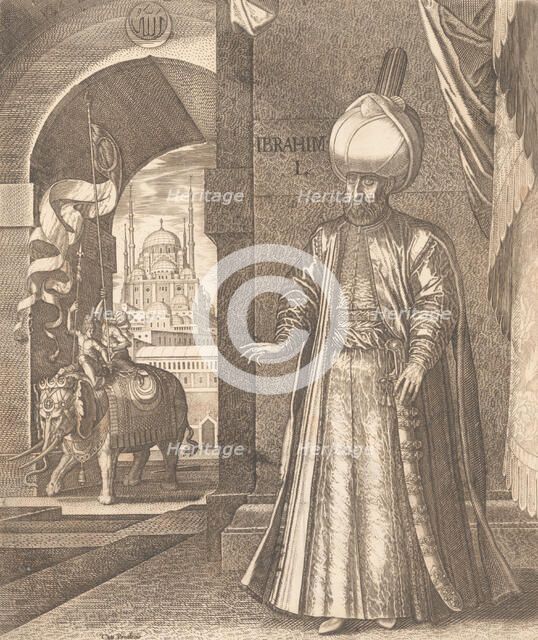 Sultan Süleyman and the Süleymaniye Mosque, Constantinople, 1574 (or earlier) , alter..., 1559-1688. Creator: Melchior Lorck.