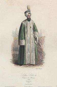 Sultan Selim III, Emperor of the Ottomans (1761-1808), son of Mustafa II, etching, 1870