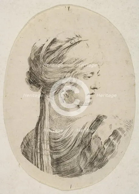 Sultana wearing a turban, in profile to the right, from 'Several heads in the Persian s..., 1649-50. Creator: Stefano della Bella.