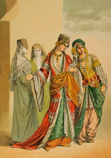 Sultana and princess with their slaves, Turkey, Middle Ages, 1884. Creator: Unknown