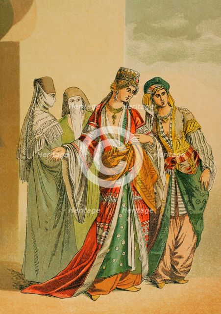 Sultana and princess with their slaves, Turkey, Middle Ages, 1884.  Creator: Unknown.
