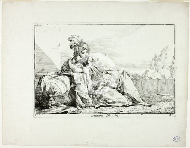 Sultane Blanche, plate 25 from Caravanne du Sultan à la Mecque, 1748. Creator: Joseph-Marie Vien the Elder.