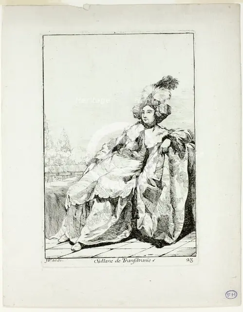 Sultane de Transilvanie, plate 23 from Caravanne du Sultan à la Mecque, 1748. Creator: Joseph-Marie Vien the Elder.