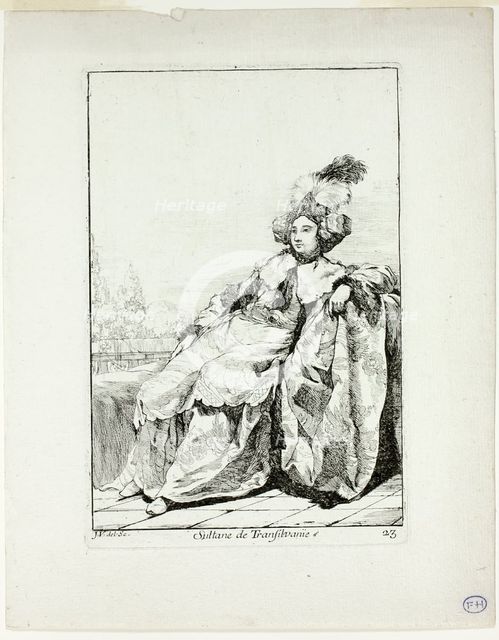 Sultane de Transilvanie, plate 23 from Caravanne du Sultan à la Mecque, 1748. Creator: Joseph-Marie Vien the Elder.