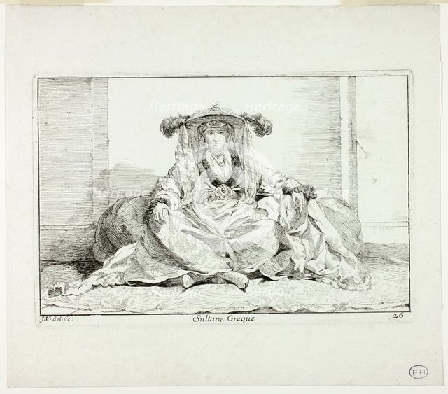 Sultane Grecque, plate 26, from Caravanne du Sultan à la Mecque, 1748. Creator: Joseph-Marie Vien the Elder.