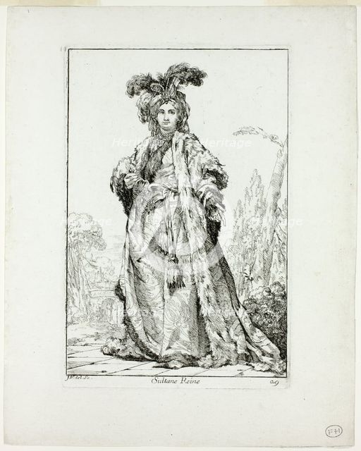 Sultane Reine, plate 29 from Caravanne du Sultan à la Mecque, 1748. Creator: Joseph-Marie Vien the Elder.