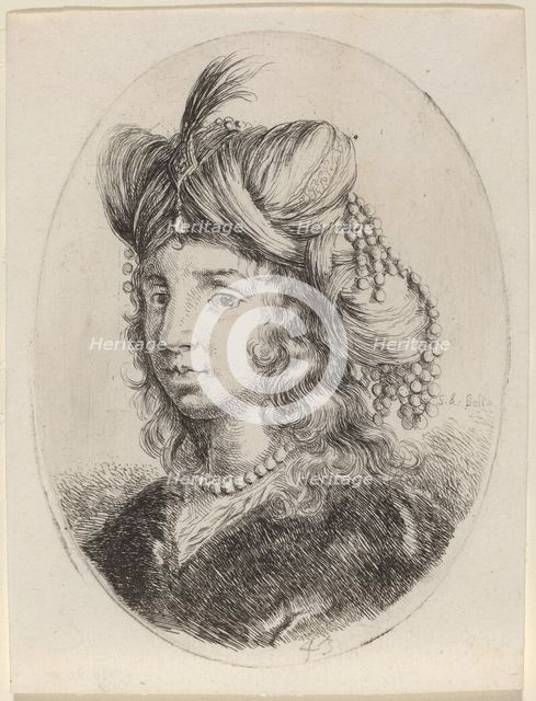 Sultaness Adorned with Pearls, Turned to the Left, 1649/1650. Creator: Stefano della Bella.