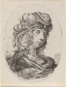 Sultaness in a Banded Turban, Turned to the Right, 1649/1650. Creator: Stefano della Bella