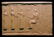 Sumerian cylinder-seal impression depicting a governor being introduced to the king