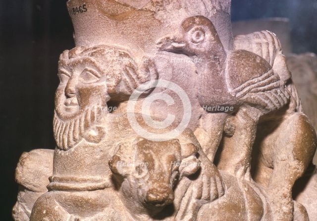 Sumerian Libation Vase Hero Gilgamesh, Bulls and Birds from Warka, Uruk, South Iraq, c2000 BC Artist: Unknown.