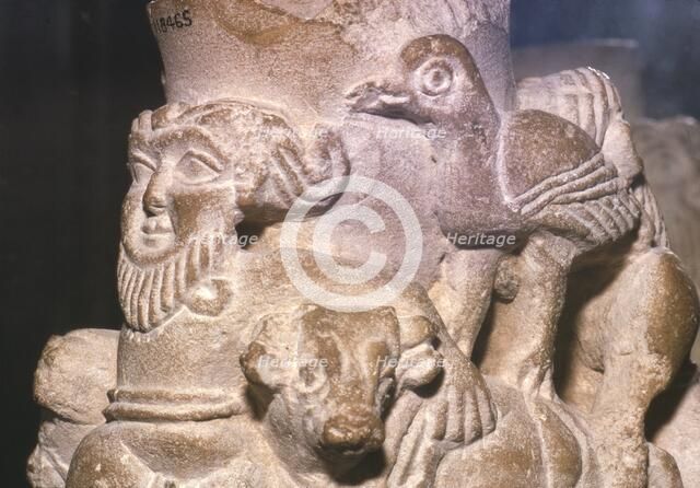 Sumerian Libation Vase Hero Gilgamesh, Bulls and Birds from Warka, Uruk, South Iraq, c2000 BC Artist: Unknown.