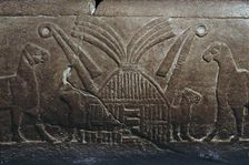 Sumerian reed house. Detail of the Uruk Trough, 3300-3000 BC. Creator: Sumerian culture