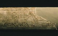 Sumerian reed house. Detail of the Uruk Trough, 3300-3000 BC. Creator: Sumerian culture