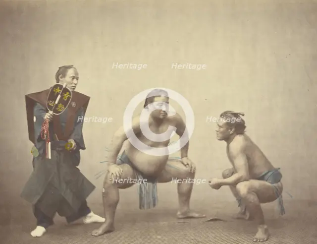 Sumotori or Wrestlers, 1866-1867. Creator: Felice Beato.