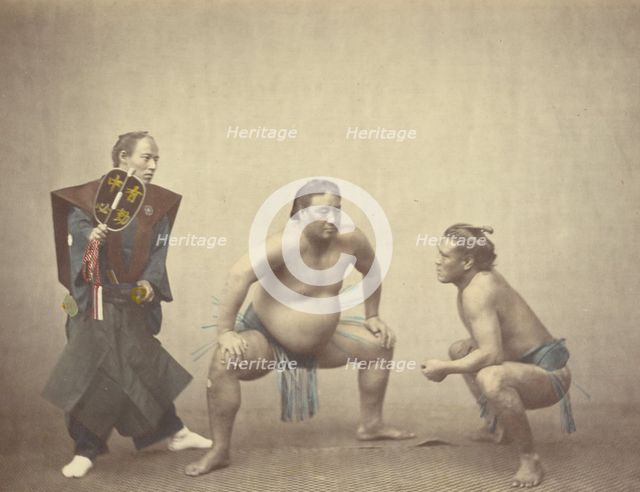 Sumotori or Wrestlers, 1866-1867. Creator: Felice Beato.