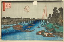 Summer Moon over Ryogoku (Ryogoku natsu no tsuki), from the series "Three Views of..., c. 1840s. Creator: Ando Hiroshige