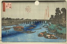 Summer Moon over Ryogoku (Ryogoku natsu no tsuki), from the series "Three Views of..., c. 1840s. Creator: Ando Hiroshige